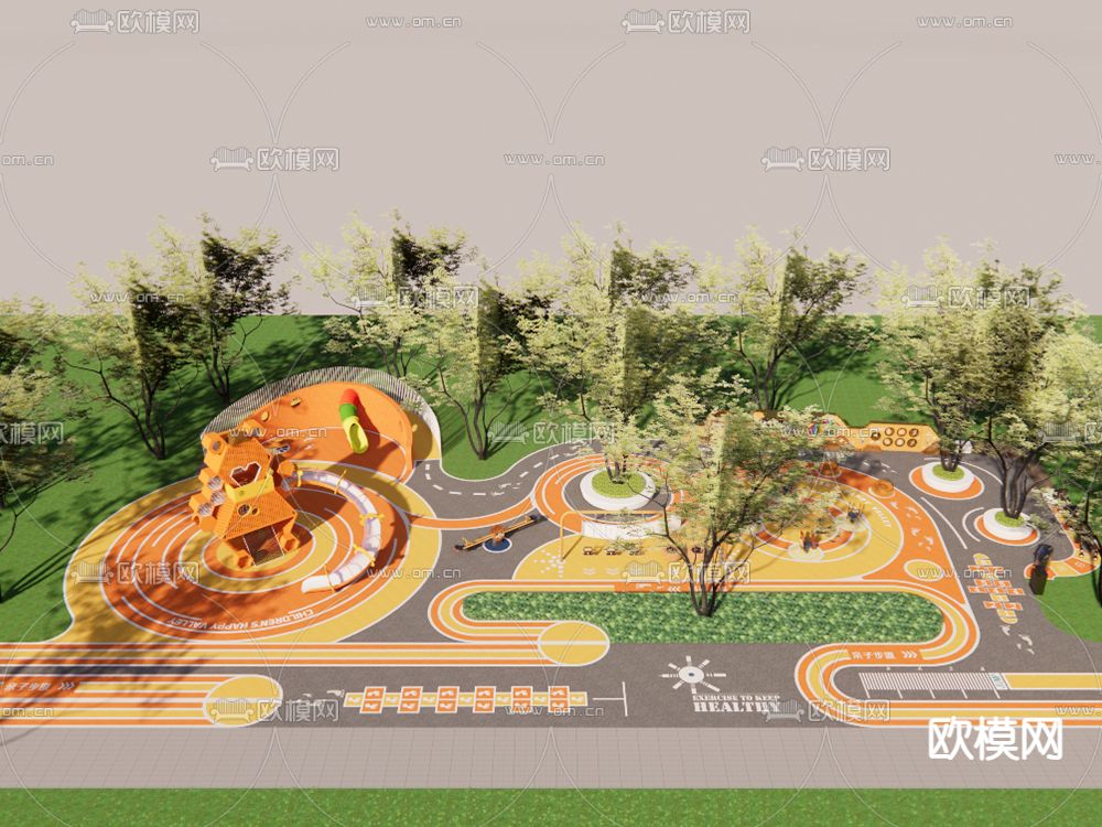 现代儿童互动场地su模型下载（渲染图1）