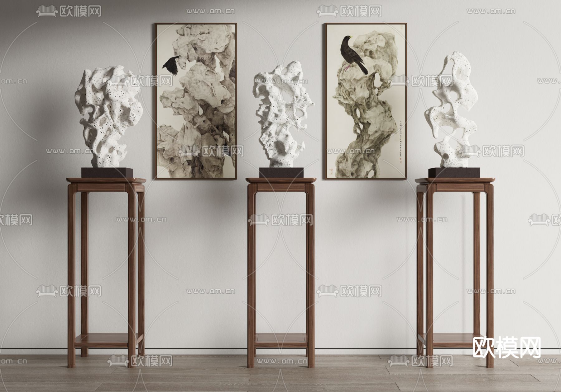 新中式太湖石 雕塑su模型下载（渲染图1）