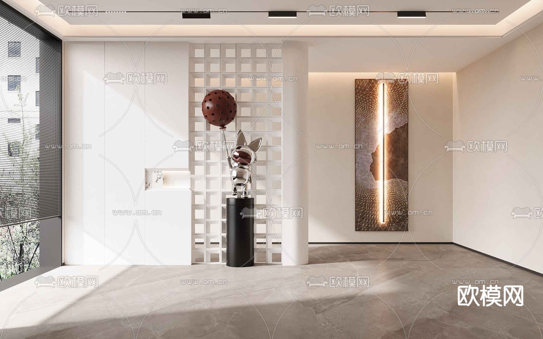 玄关屏风 隔断 水泥砖3d模型下载