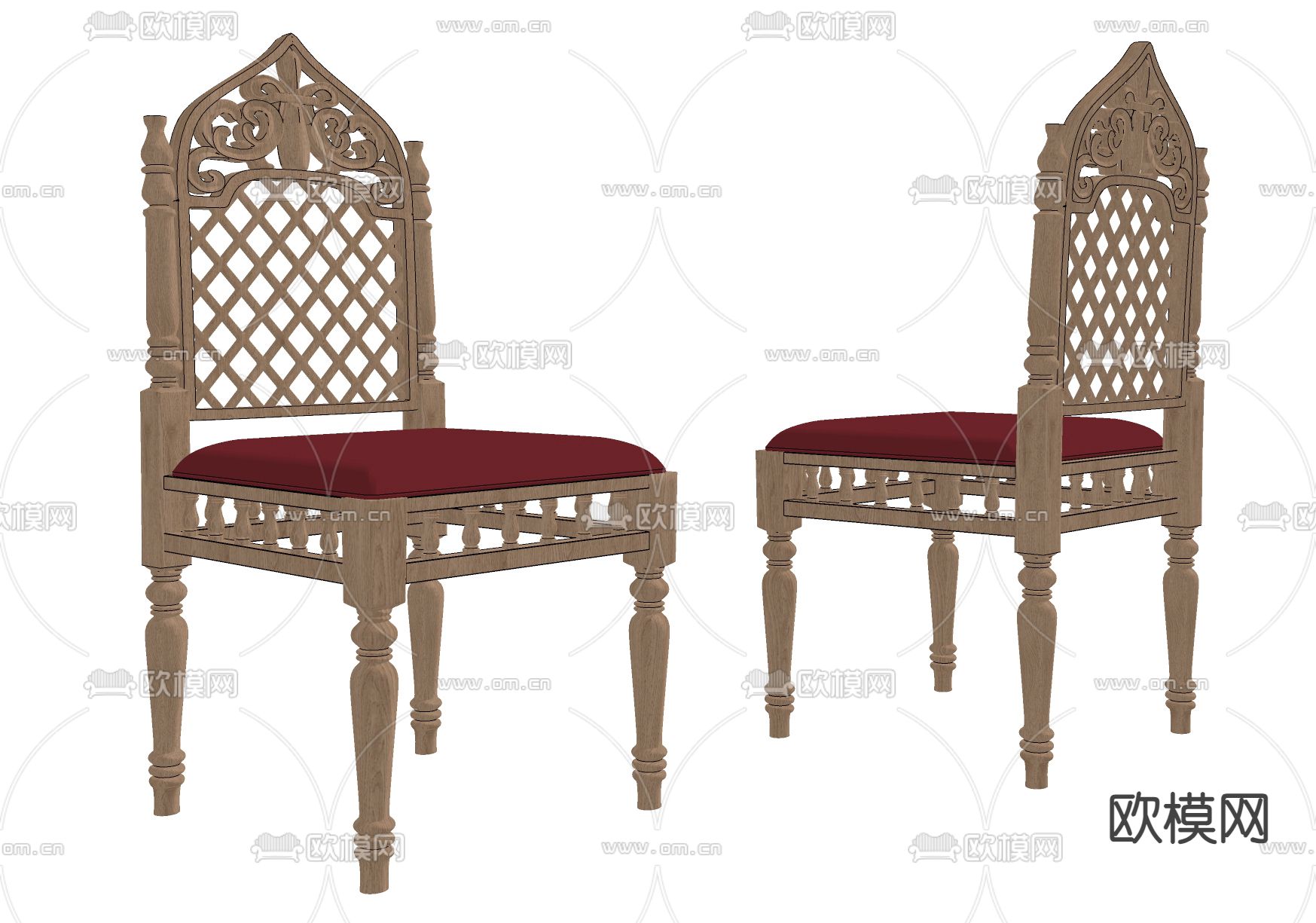 东南亚餐椅su模型下载（渲染图2）