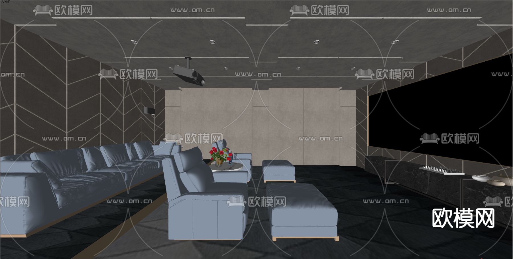 影音室 视听室su模型下载（渲染图2）
