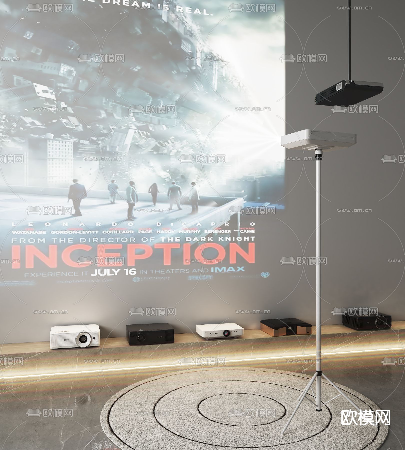 投影幕布 投影仪su模型下载（渲染图2）