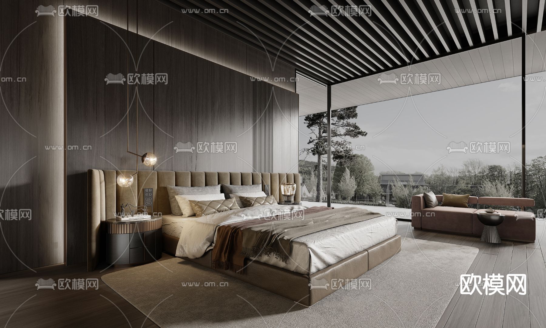 Minotti 卧室su模型下载（渲染图1）