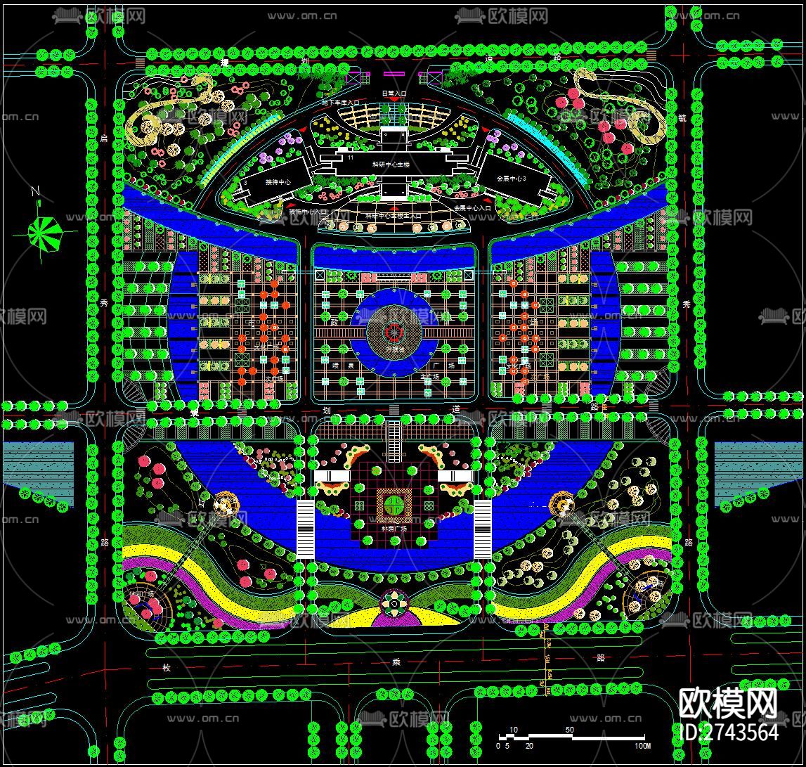 公园景观绿化图cad施工图下载（渲染图7）