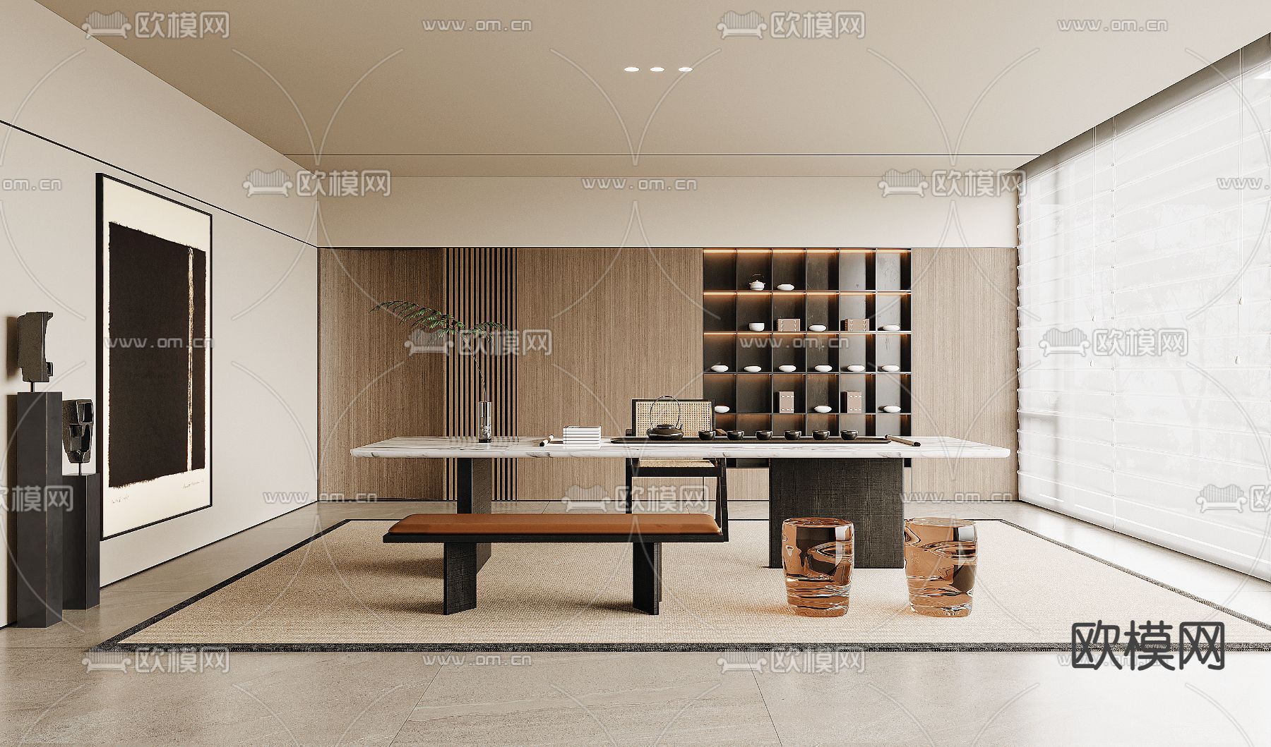 侘寂风茶室3d模型下载