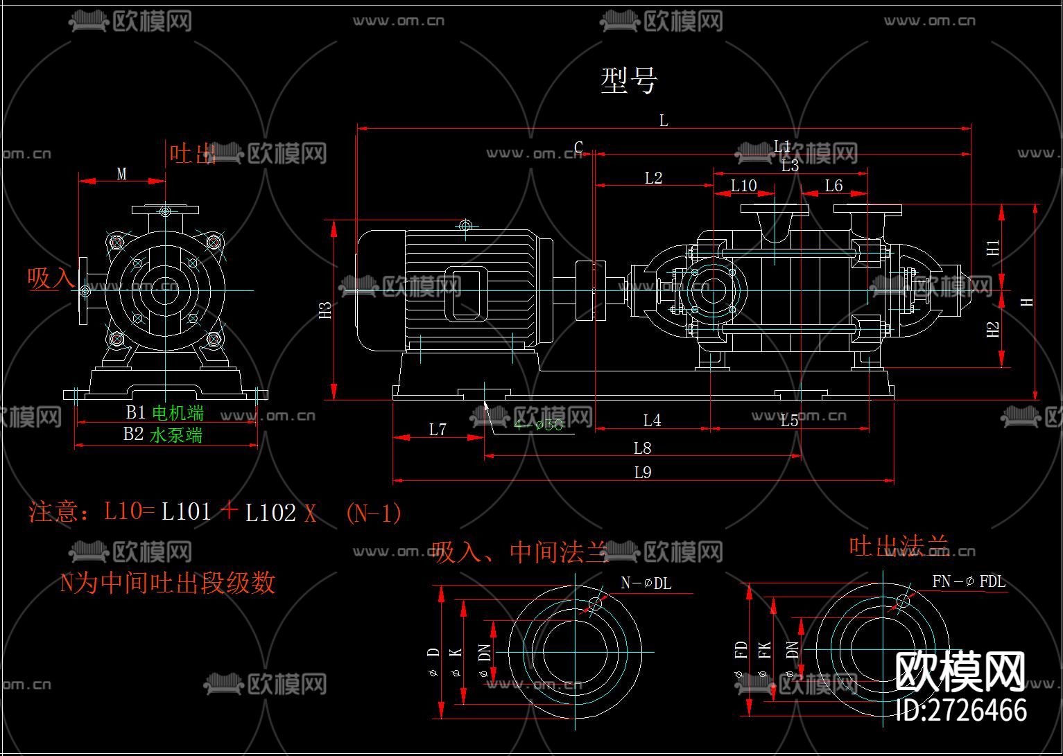 水泵cad大样图下载（渲染图5）