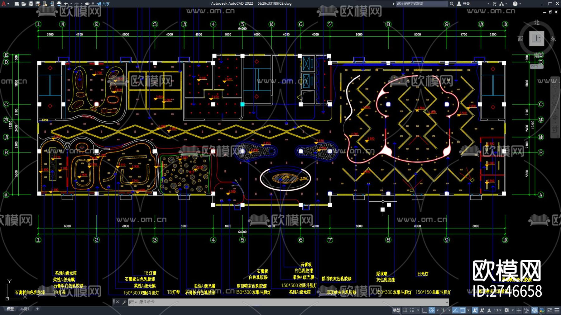 展厅吊顶 展厅 展馆cad施工图下载（渲染图2）