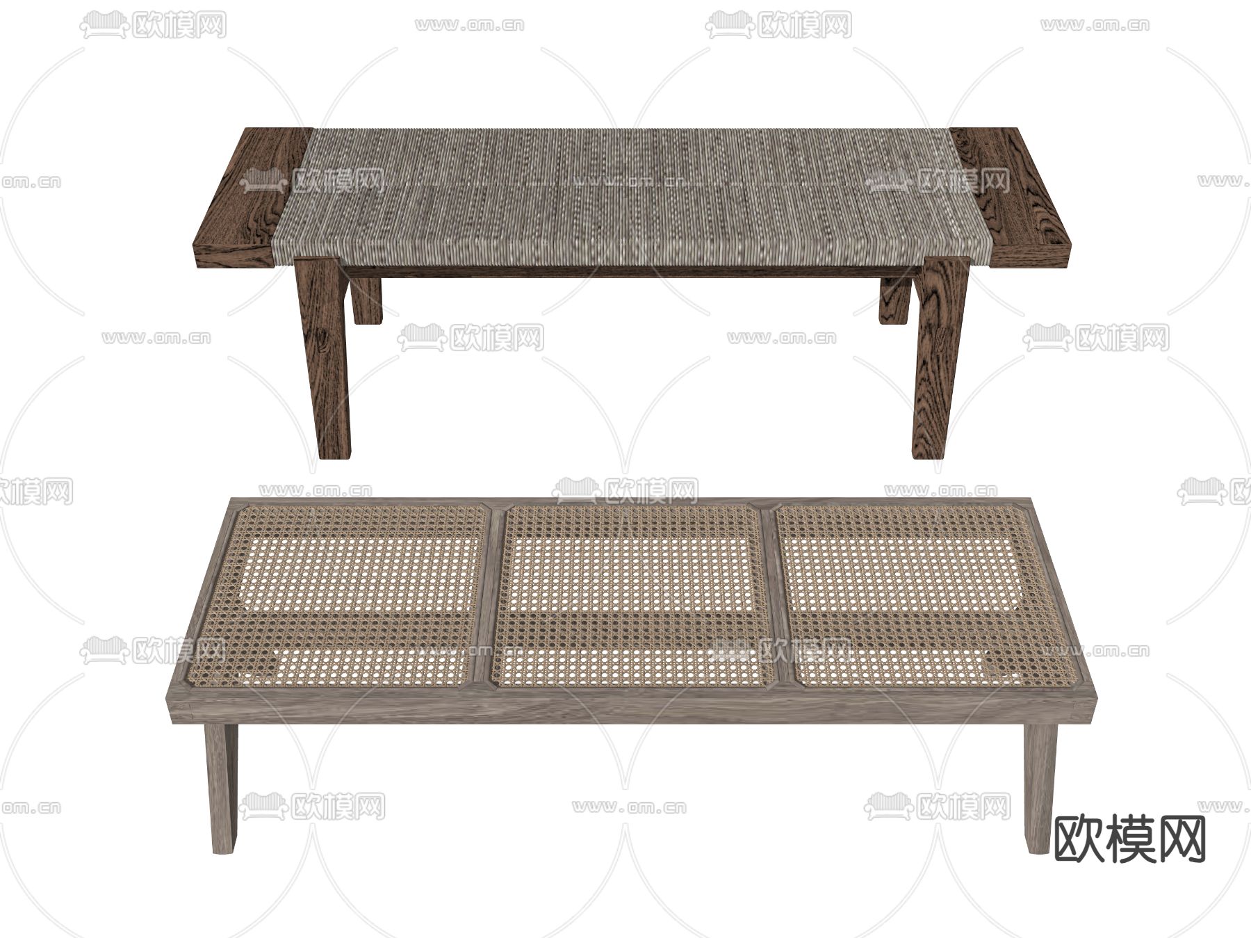 侘寂风凳子 长凳su模型下载