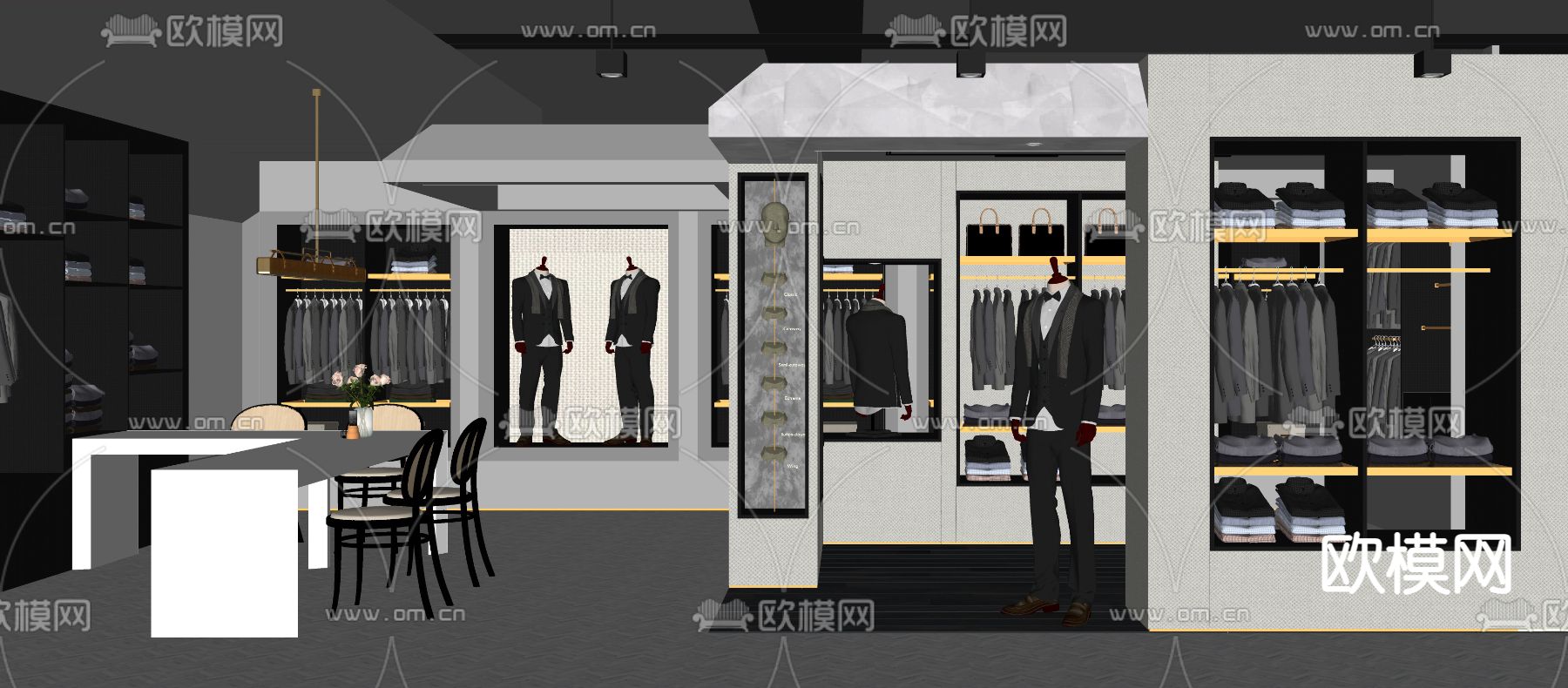 现代男装店  定制西服店su模型下载（渲染图3）