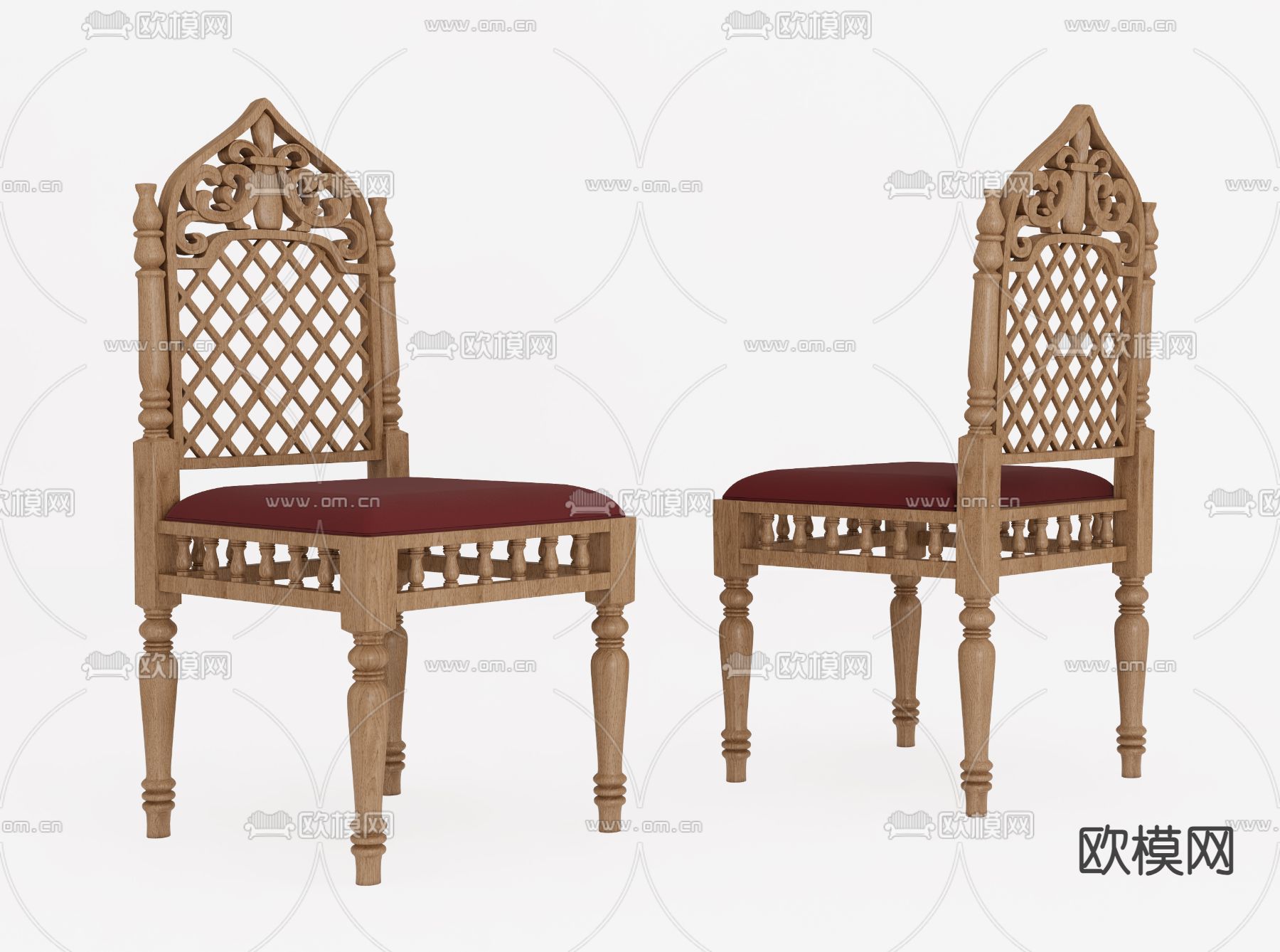 东南亚餐椅su模型下载（渲染图1）
