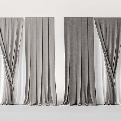 现代窗帘su模型