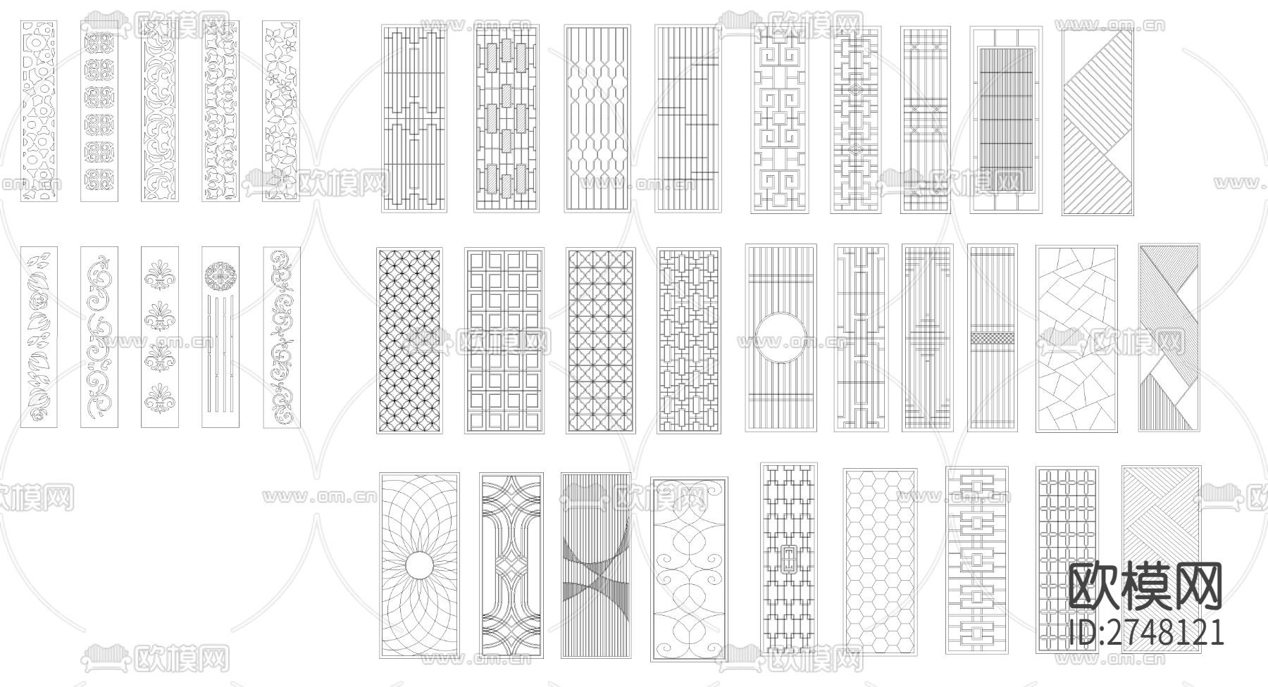 木制雕刻花纹CAD图库下载（渲染图3）