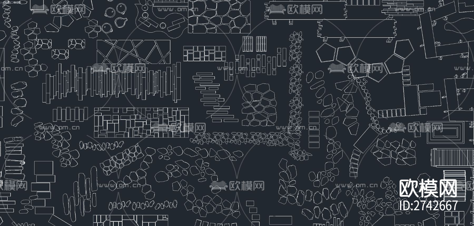 汀步小路 景观园路cad图库下载（渲染图7）