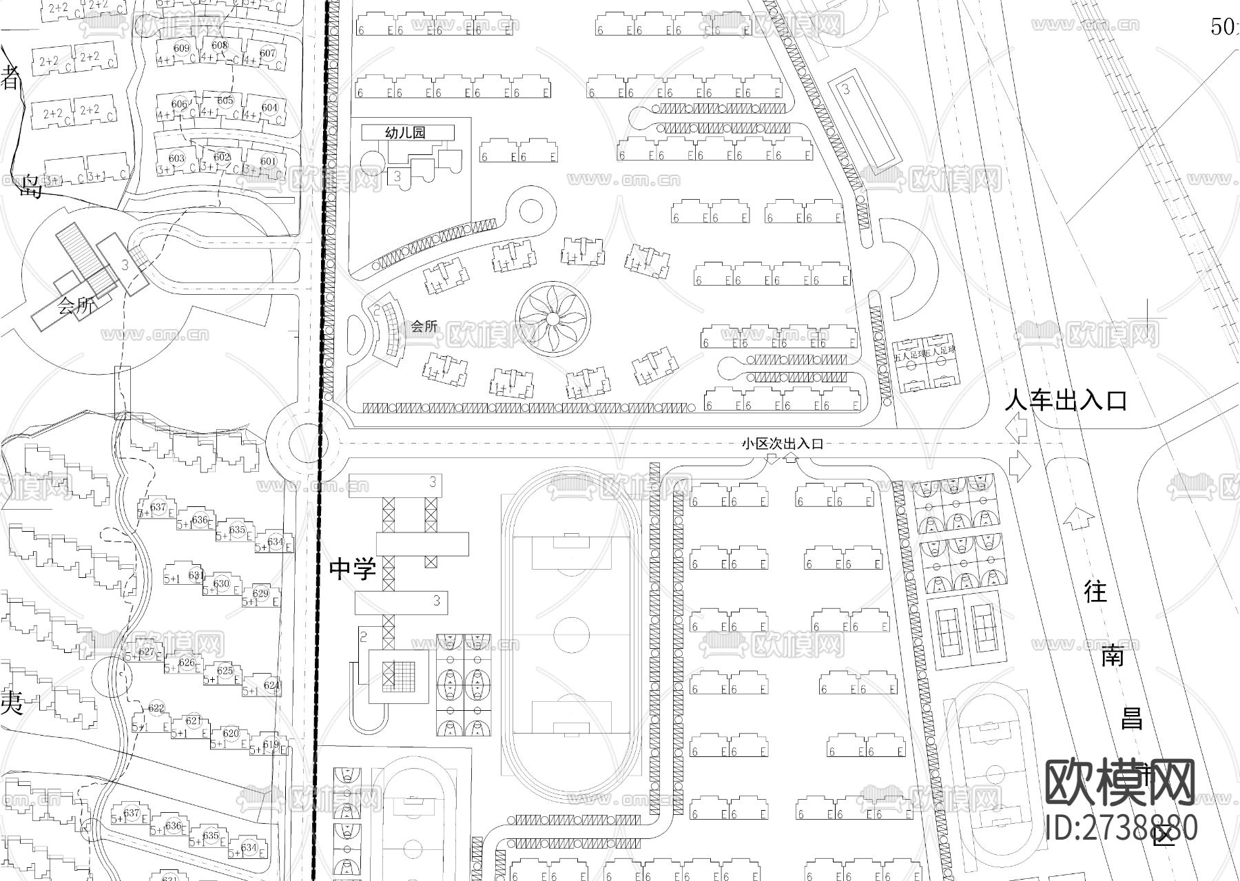 大型综合性小区总cad平面图下载（渲染图7）