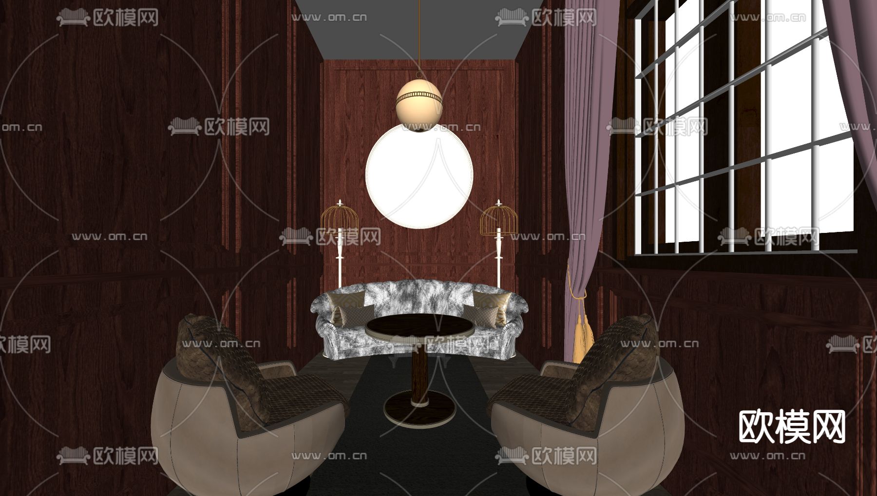 美式品酒室 红酒室su模型下载（渲染图2）