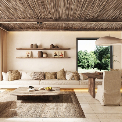  侘寂风民宿客厅su模型 