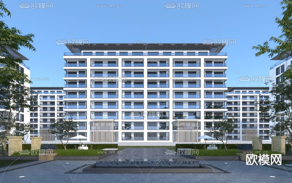 住宅楼外观3d模型下载
