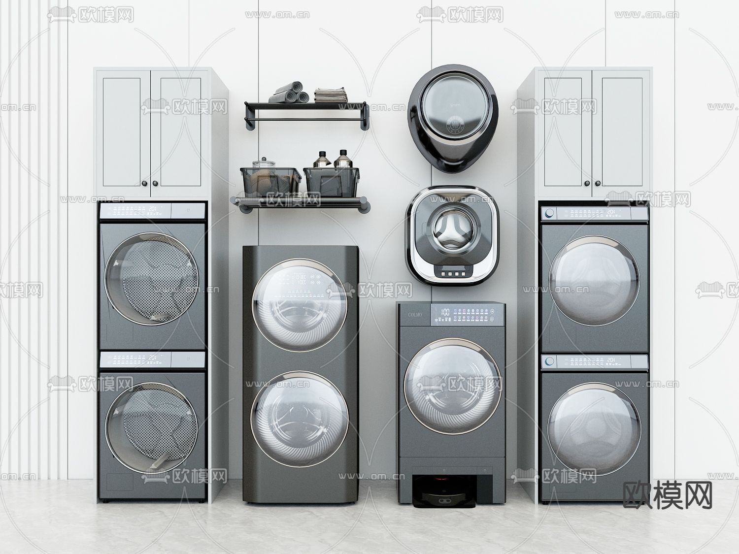 洗衣机 洗烘一体机 洗衣柜3d模型下载