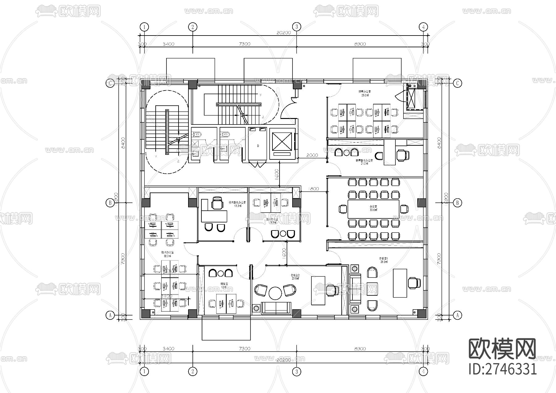 办公室cad平面图下载