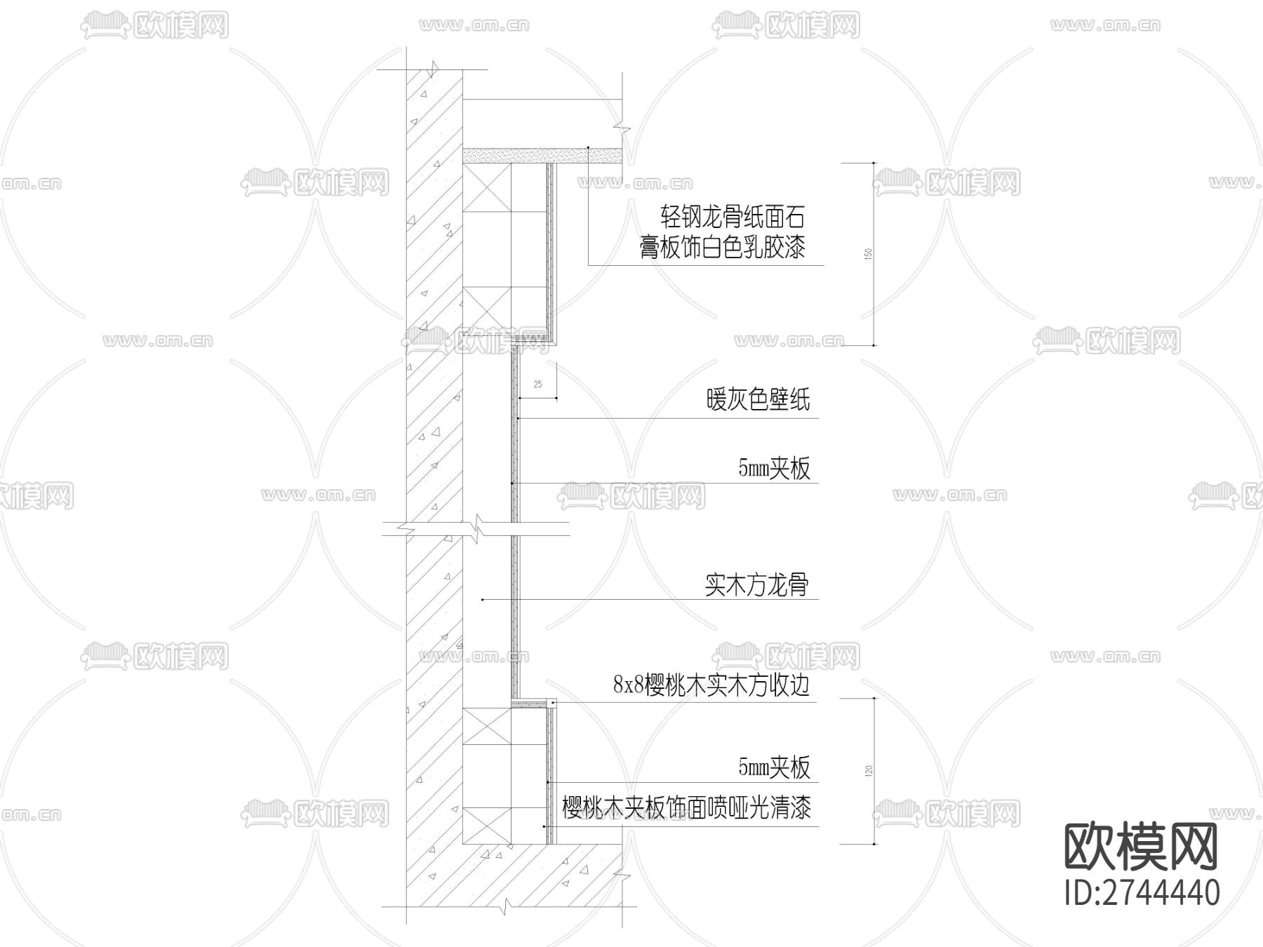 壁纸与木造型节点大样图下载