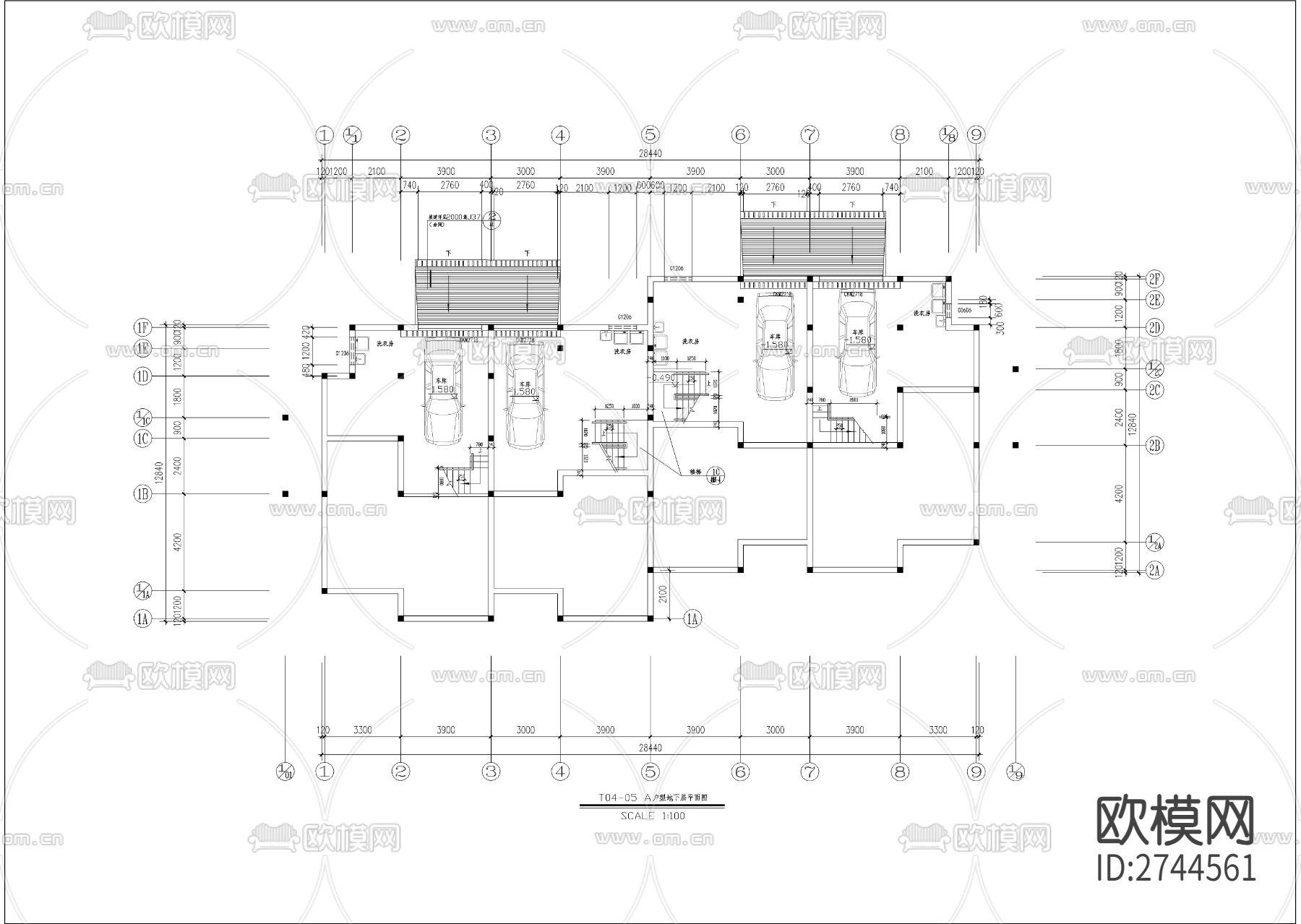 三层古典坡屋顶联排别墅CAD施工图下载（渲染图1）