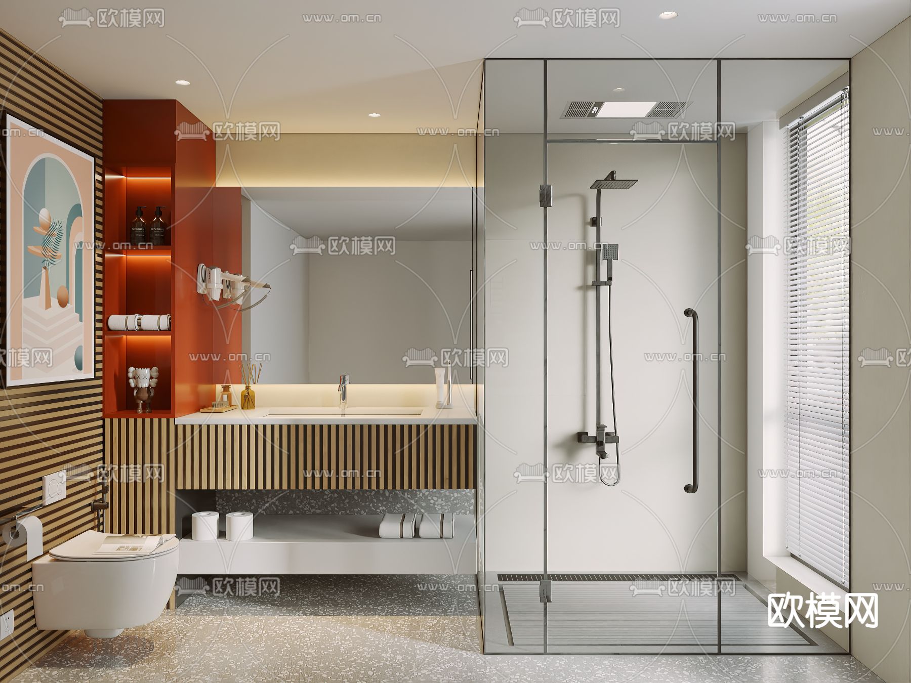 现代卫生间 浴室 洗手间3d模型下载