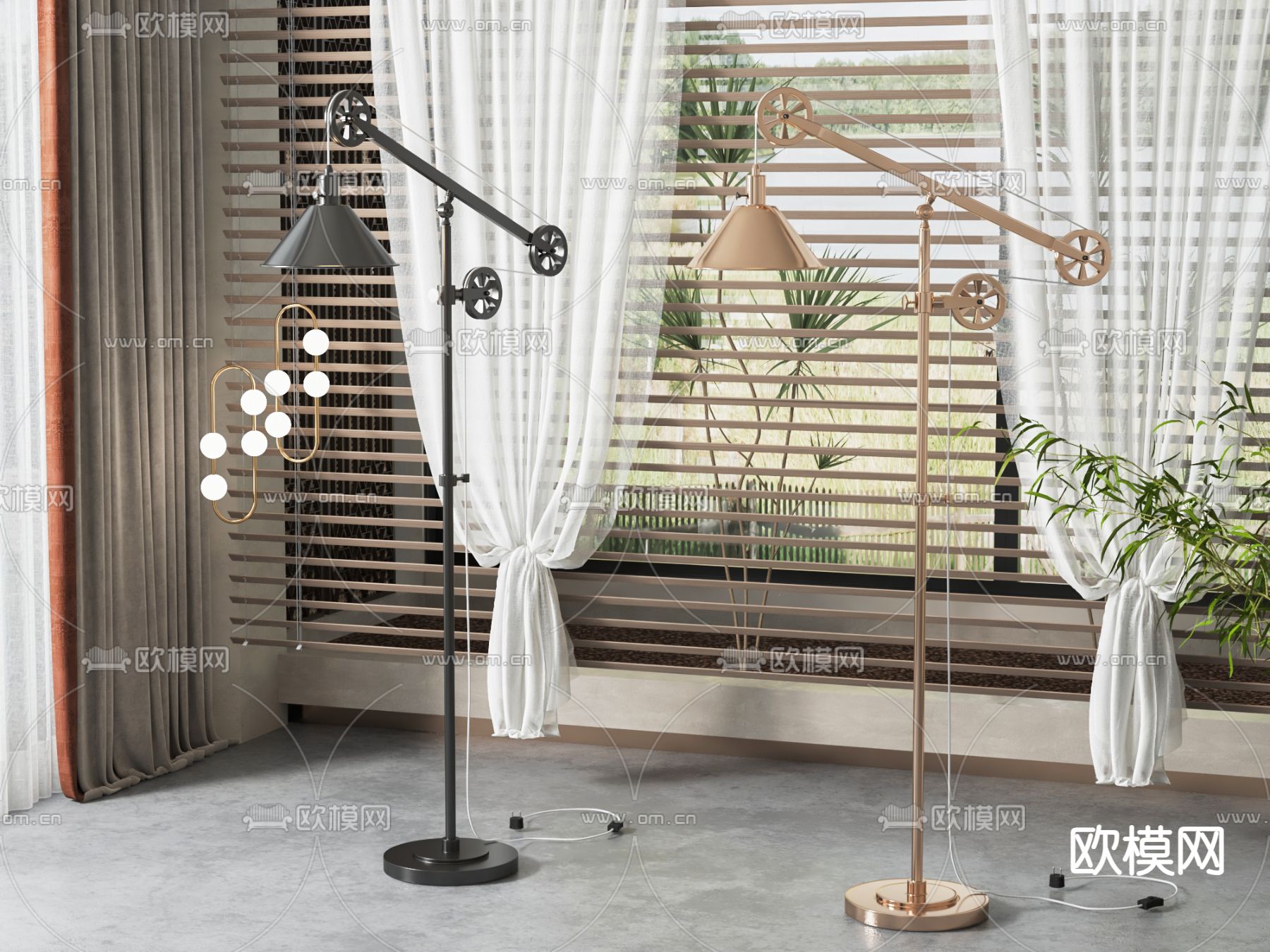 工业风落地灯3d模型下载