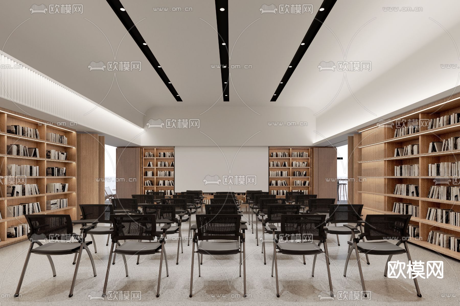 现代图书馆 书店su模型下载（渲染图2）