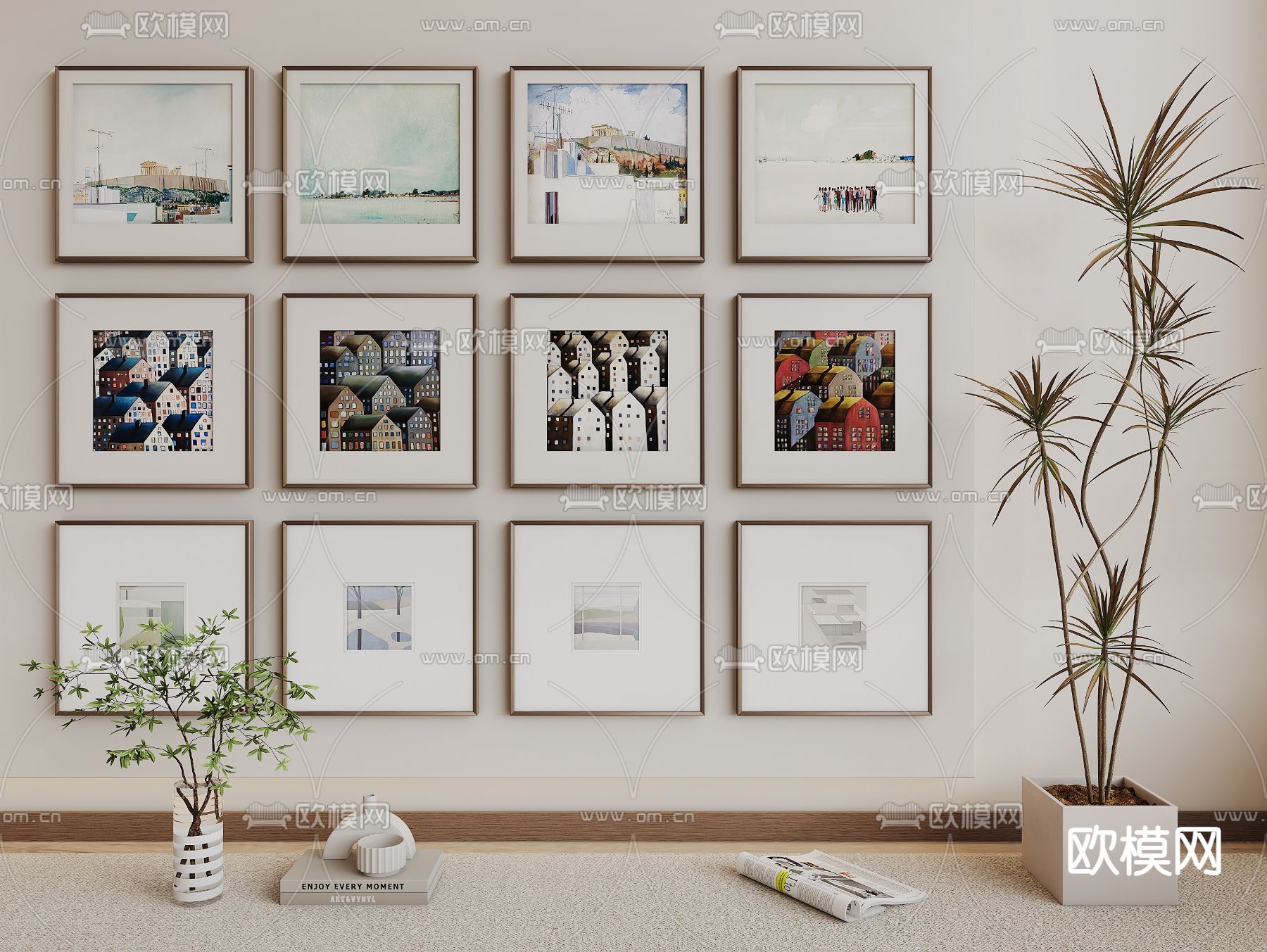 抽象画 装饰画 建筑画3d模型下载