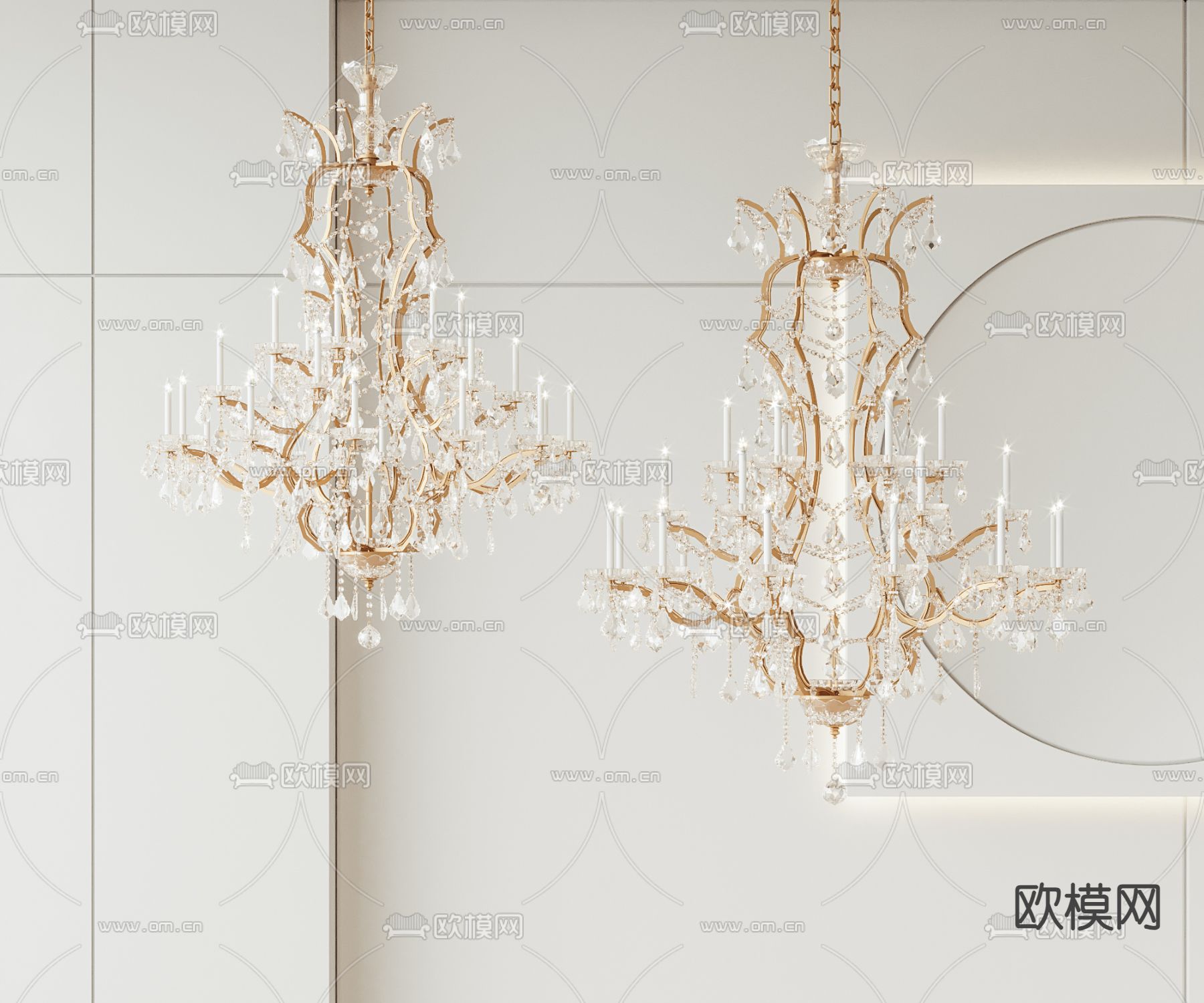 水晶吊灯 烛台吊灯3d模型下载