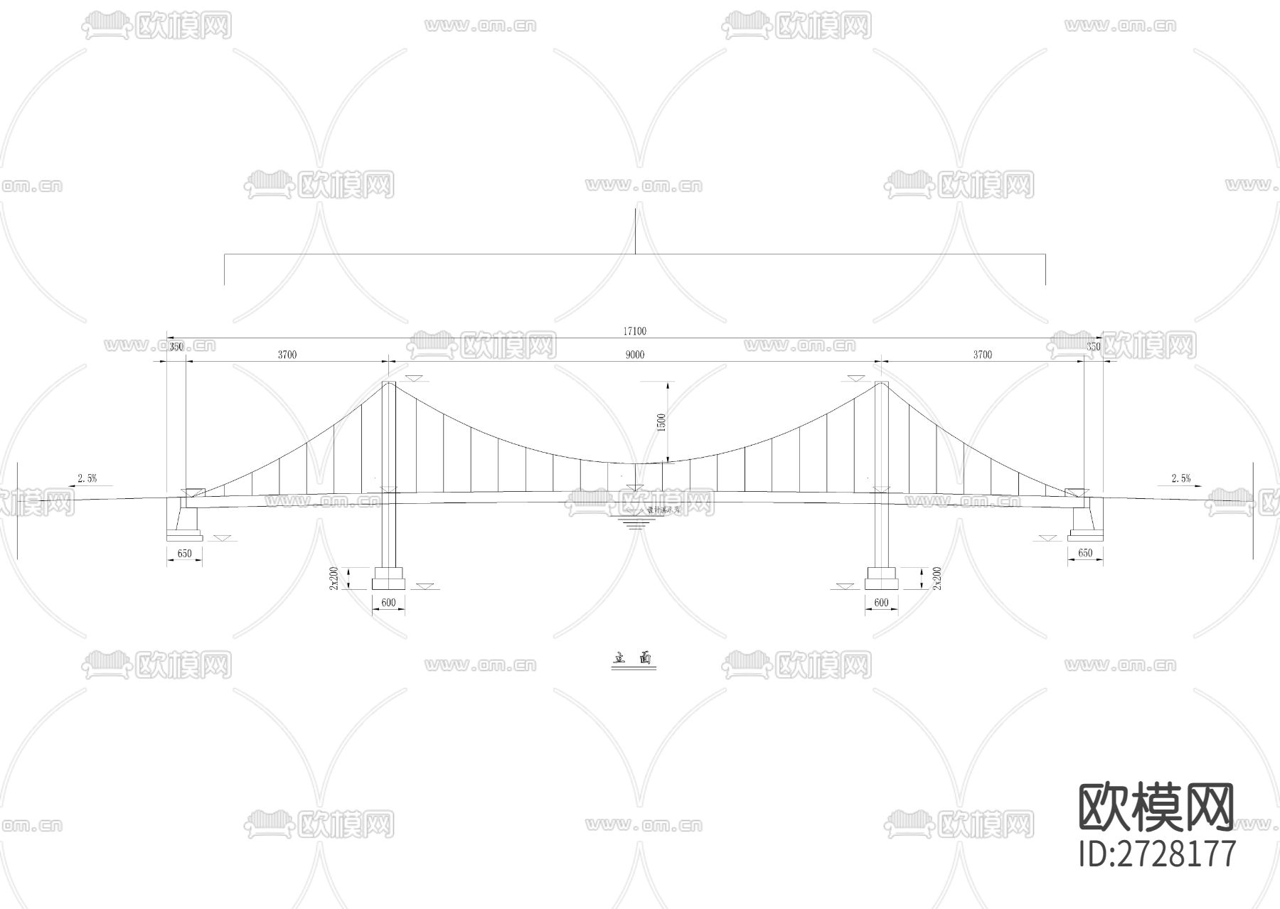 跨江大桥桥梁结构图下载（渲染图1）
