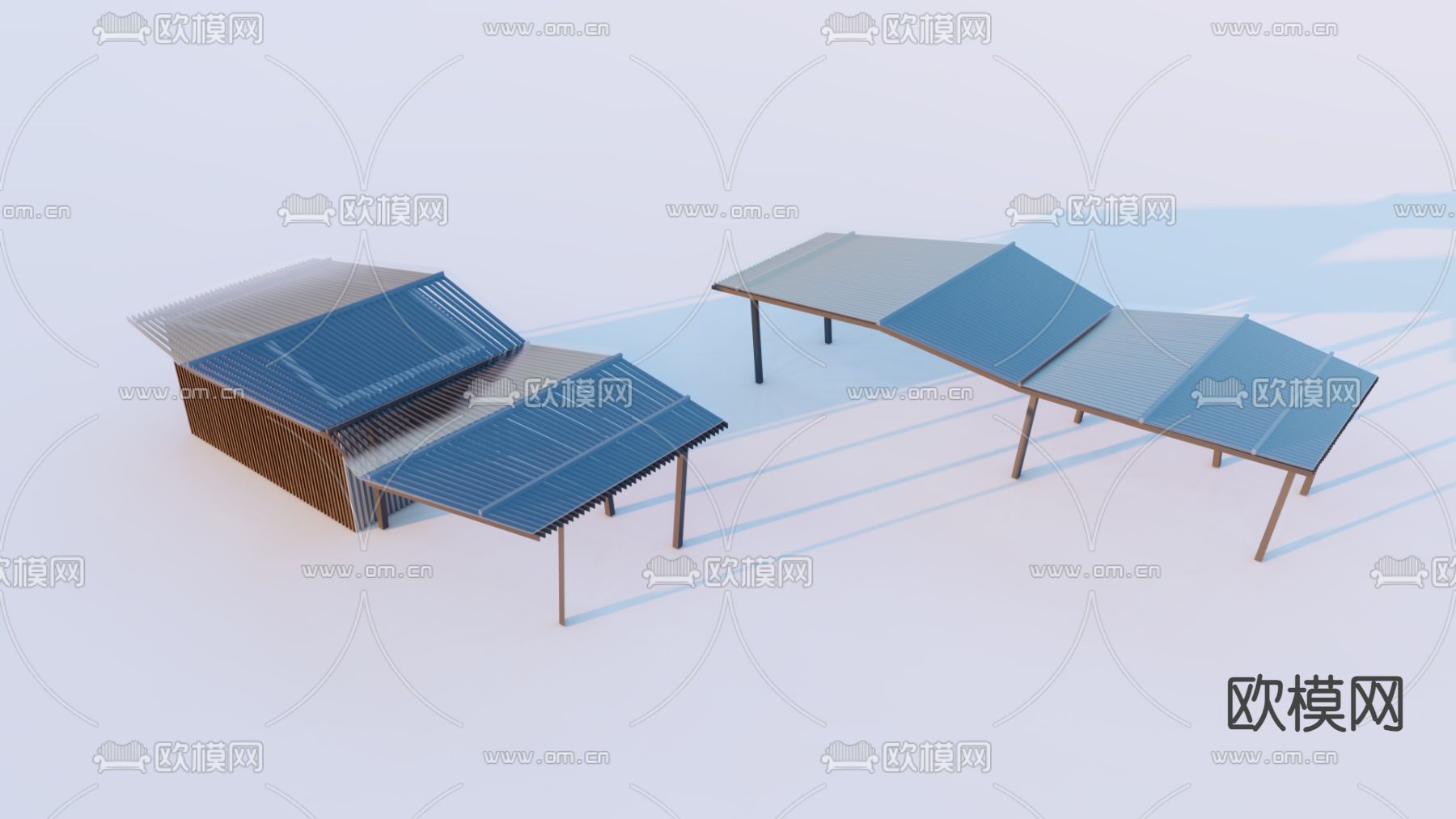 现代景观廊架su模型下载（渲染图1）