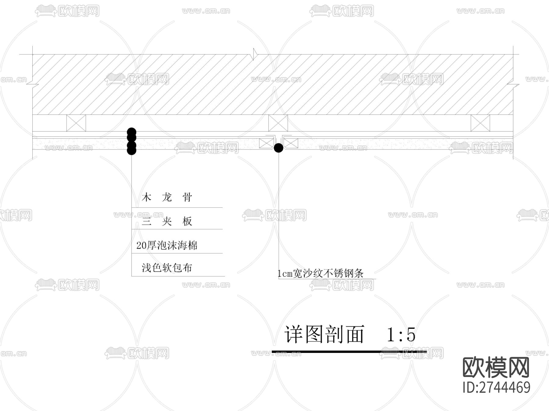 软包与不锈钢压条节点大样图下载