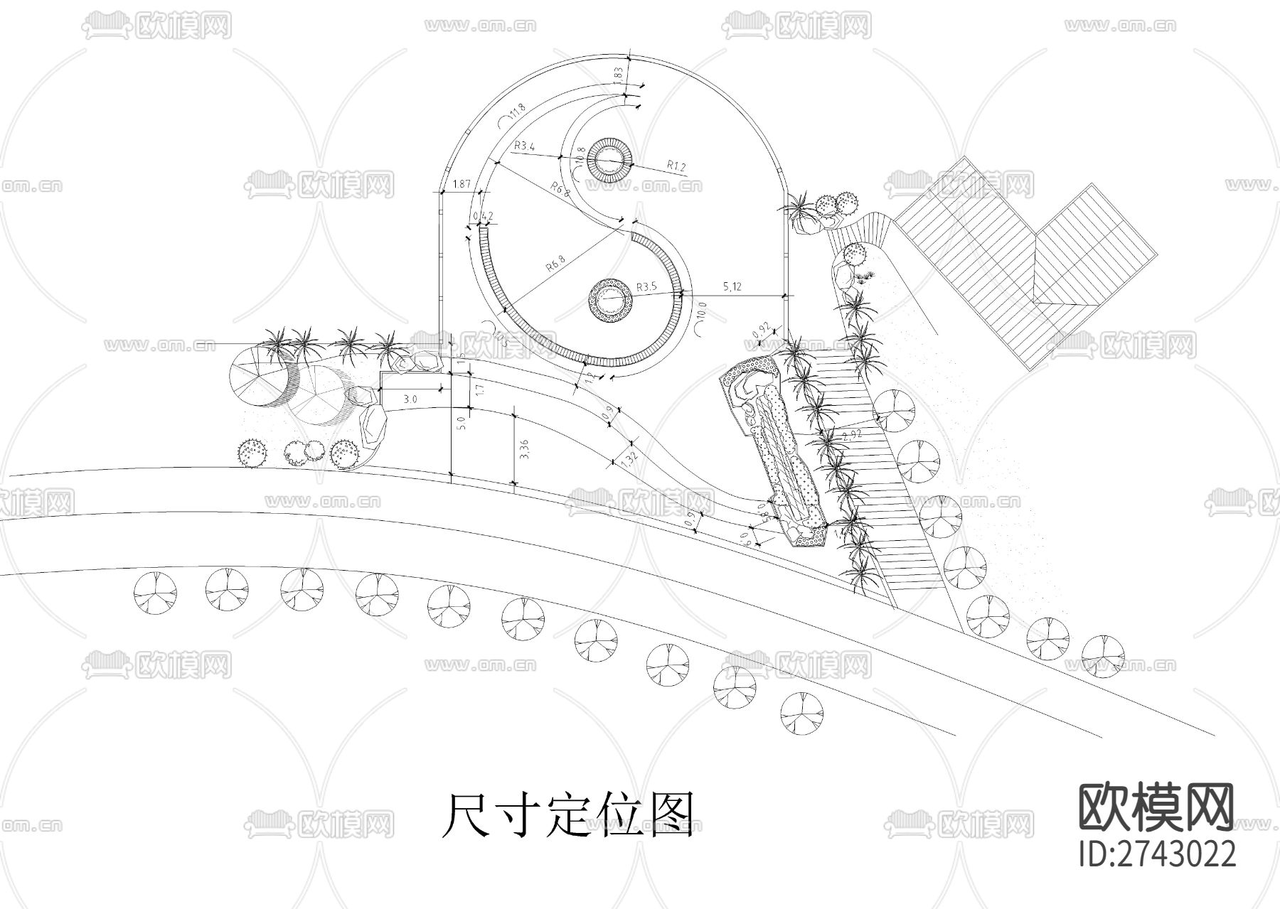 双鹿迎宾景点cad大样图下载（渲染图5）