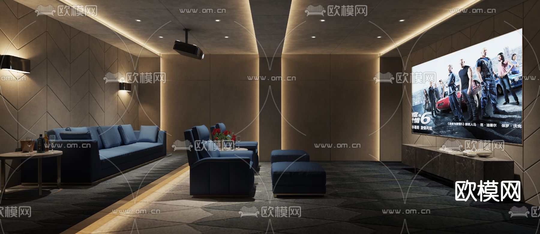 影音室 视听室su模型下载（渲染图1）