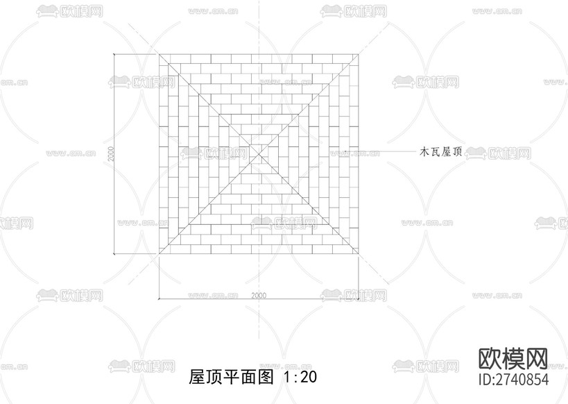 休閑涼亭cad施工圖下載(渲染圖3)