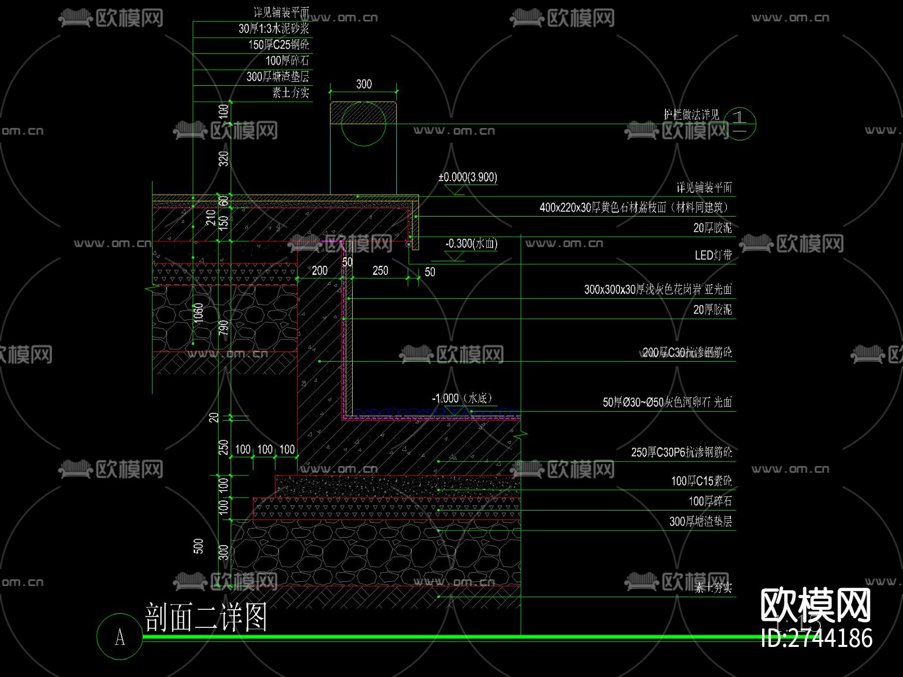 新中式廊架CAD施工图下载（渲染图4）
