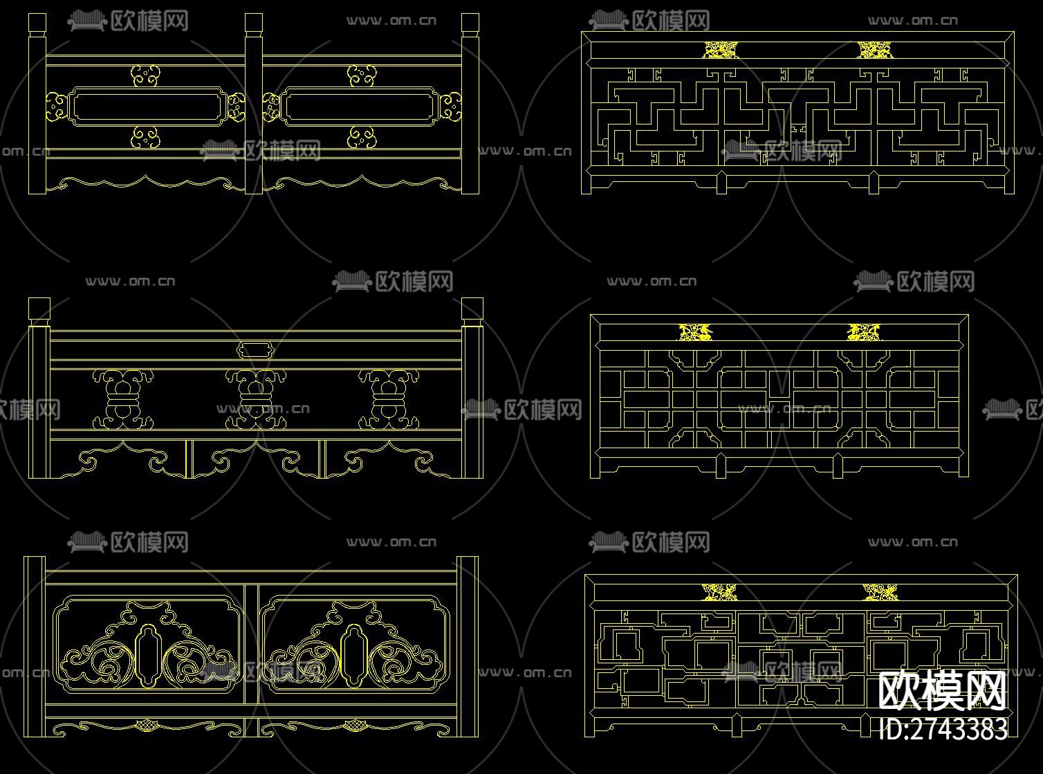 石材栏杆cad大样图下载（渲染图7）