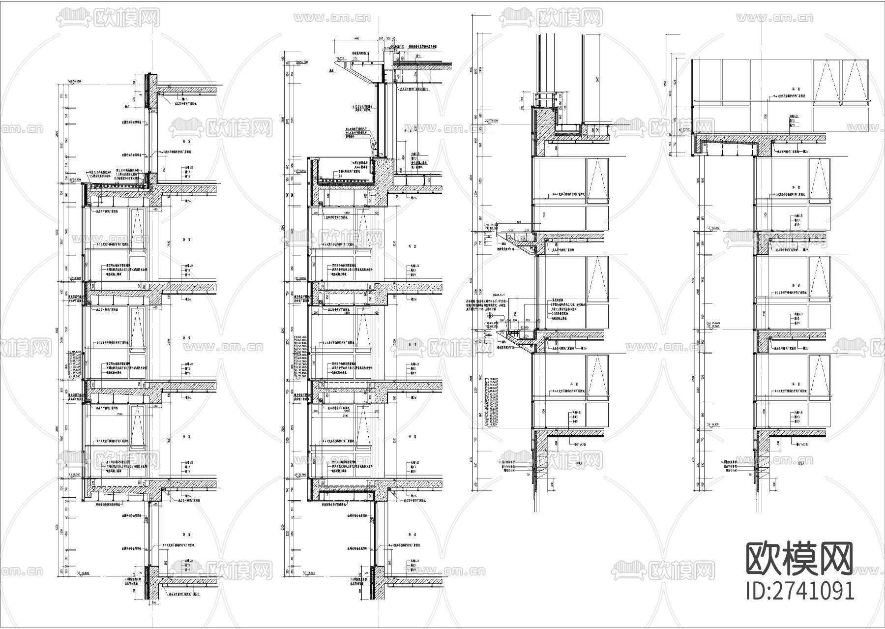 外墙cad大样图下载（渲染图2）