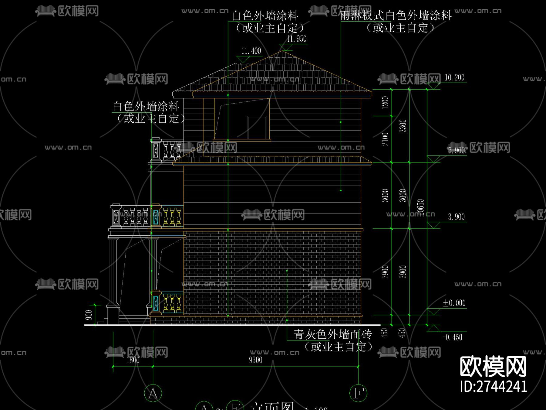 中式江南风四合院CAD施工图下载（渲染图2）