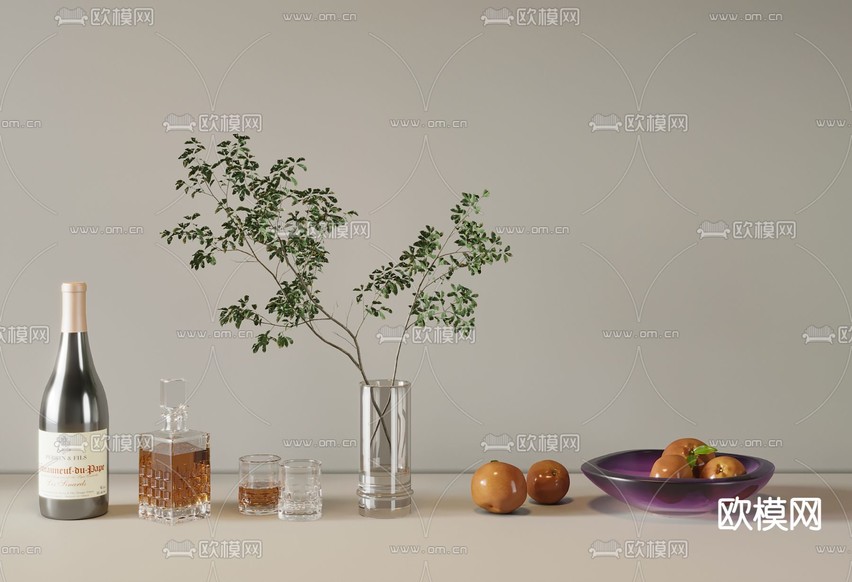 桌面摆件 水生植物 酒水3d模型下载