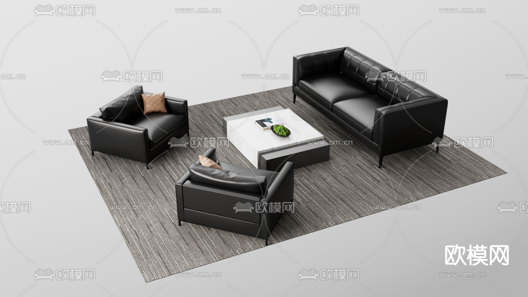 办公沙发 皮革沙发3d模型下载