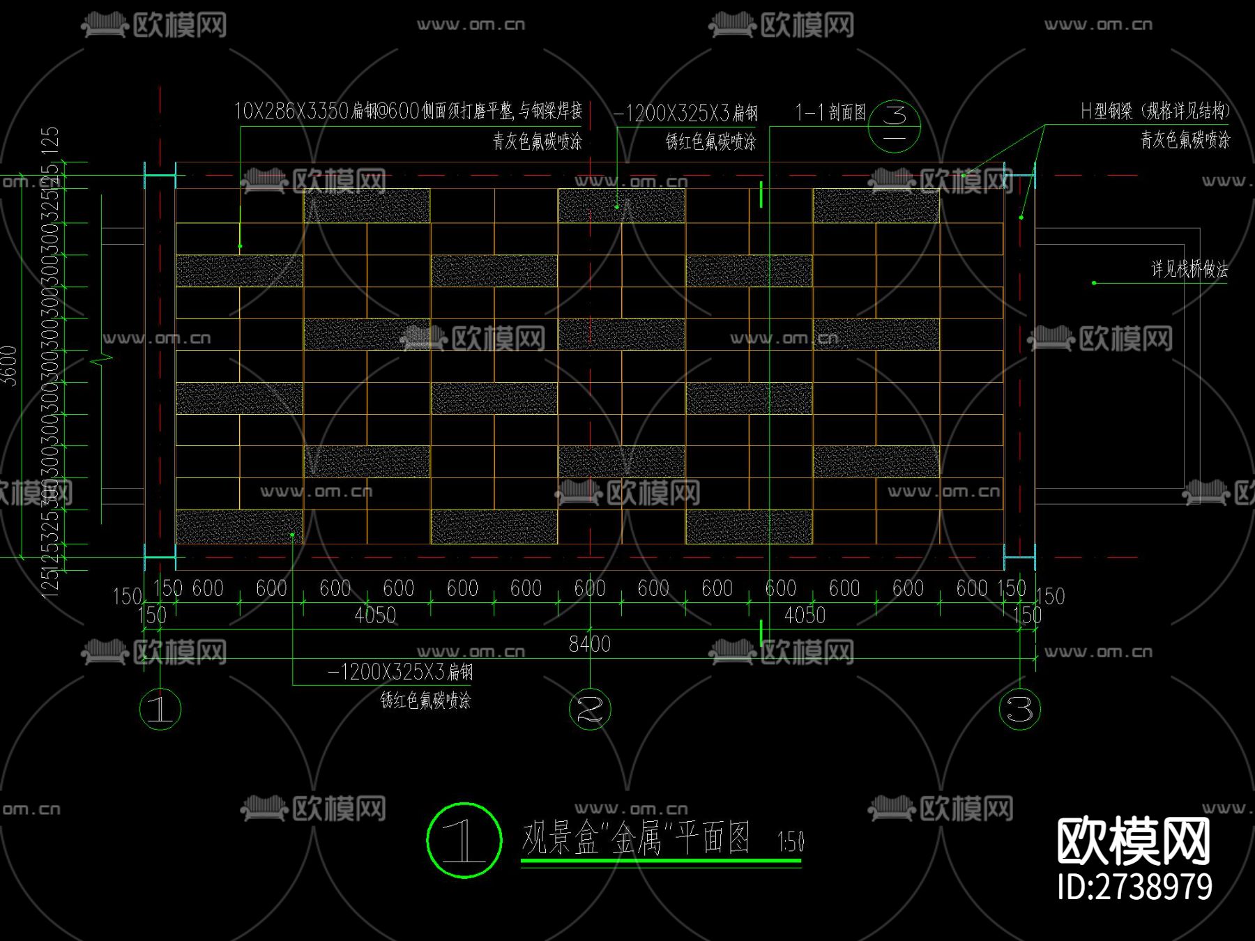 现代空中栈道及五种栈道廊架合集cad图库下载（渲染图3）