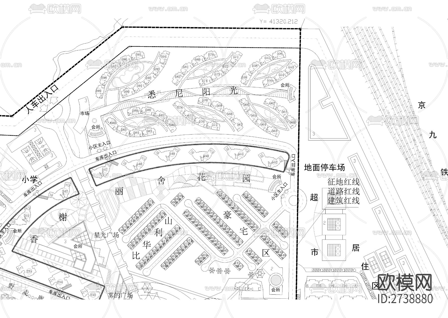 大型综合性小区总cad平面图下载（渲染图5）