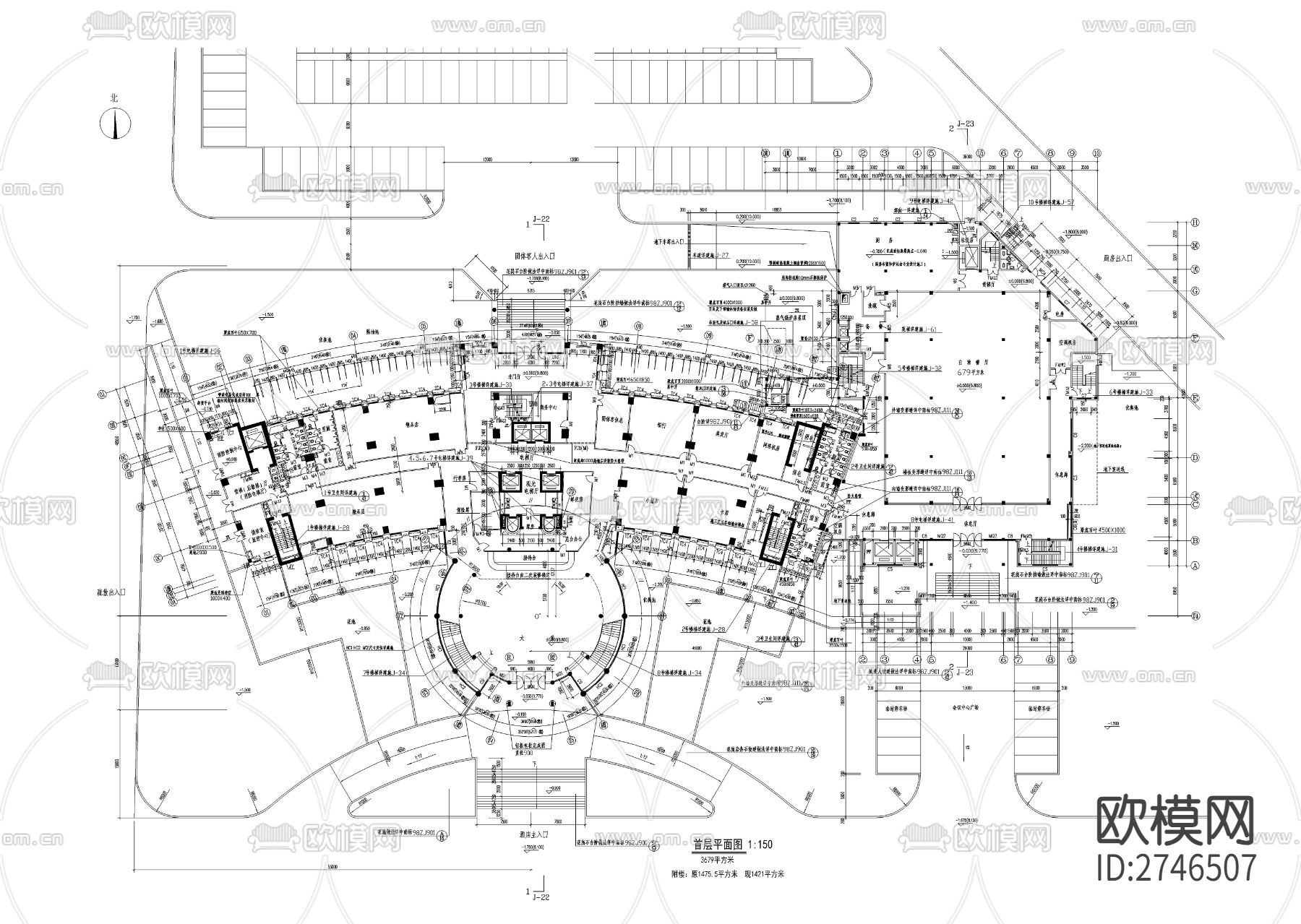 现代流行宾馆设计cad平面图下载（渲染图2）