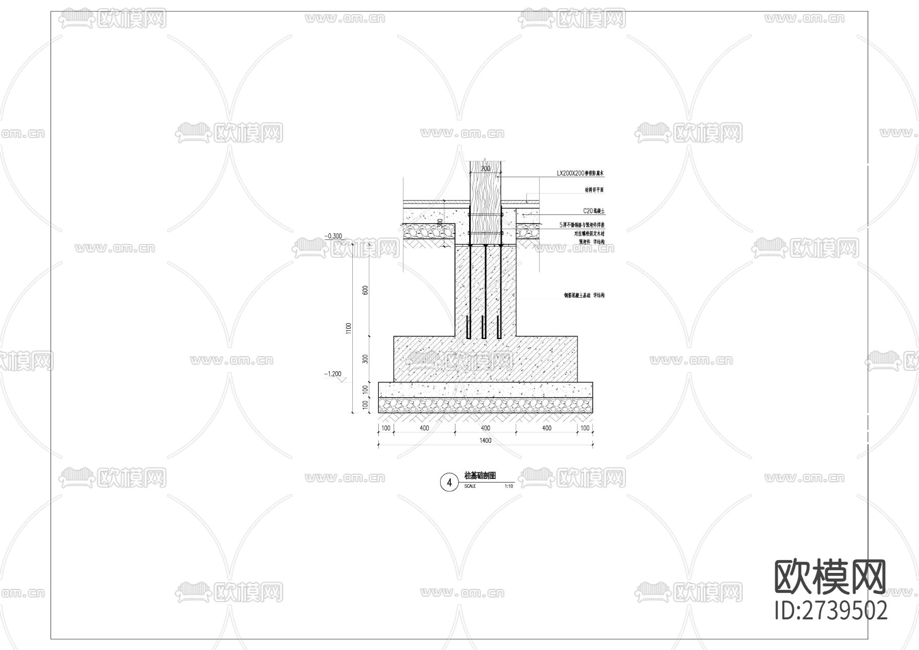 廊架CAD施工图下载（渲染图4）