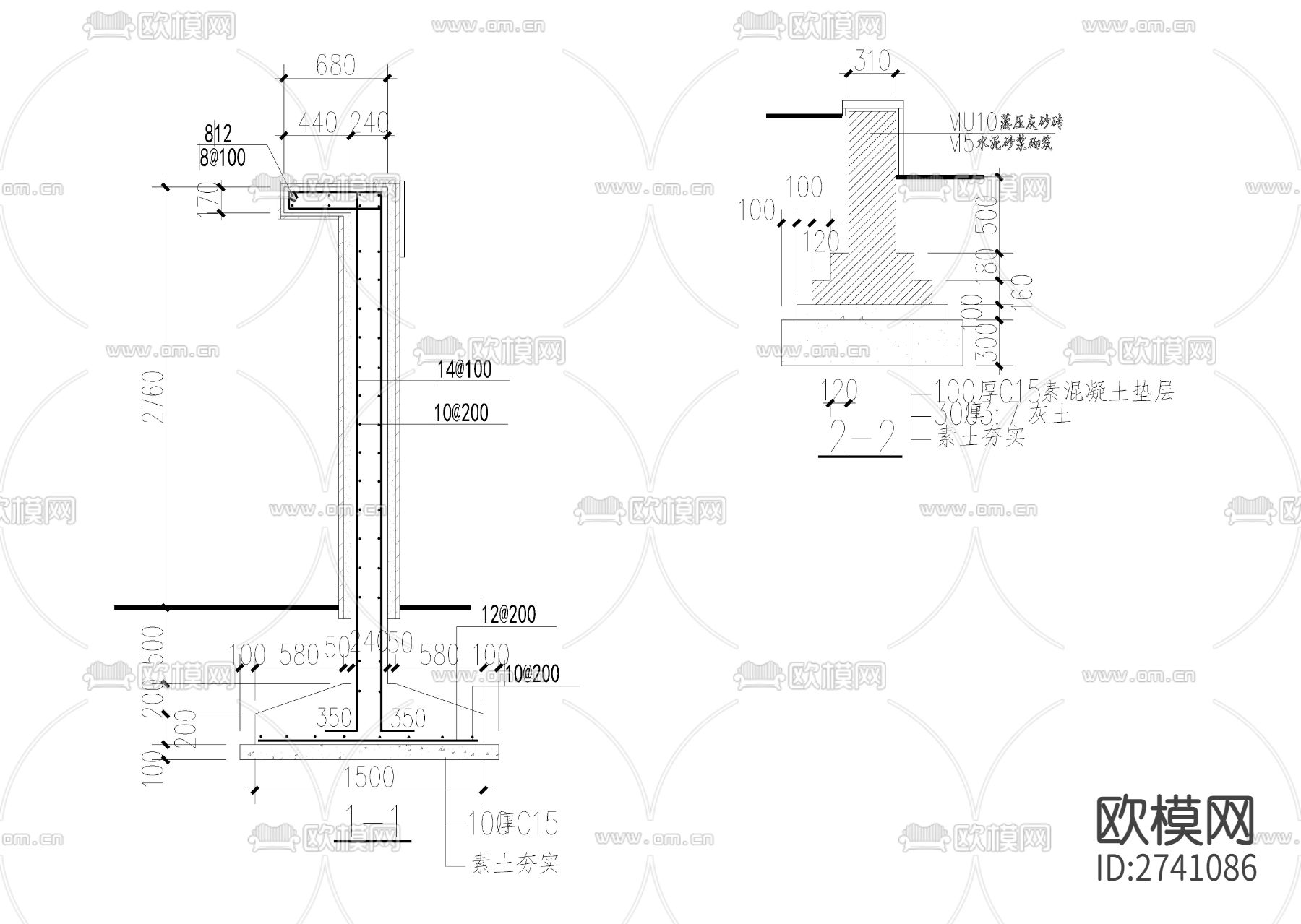 现代风格围墙cad大样图下载（渲染图4）
