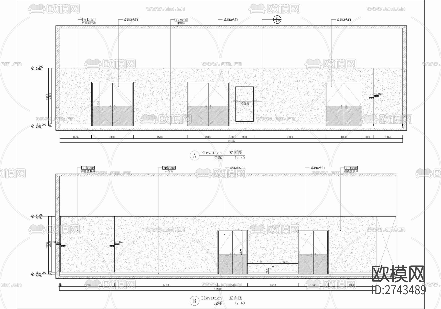 某酒店后勤办公室及厨房区域cad施工图下载（渲染图9）