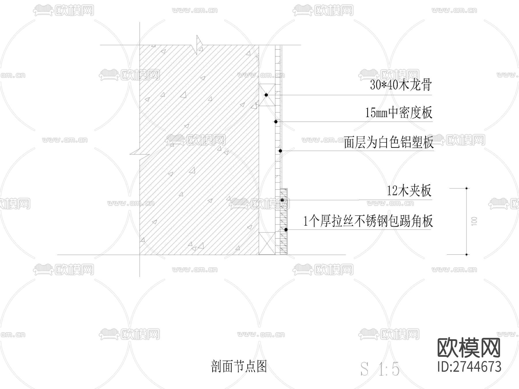 不锈钢踢脚线节点大样图下载