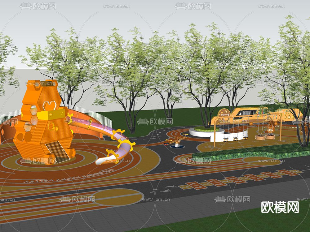 现代儿童互动场地su模型下载（渲染图3）